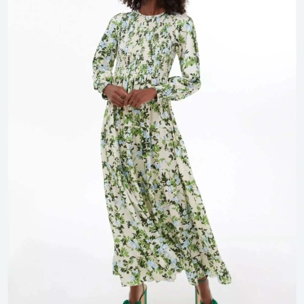 Tuckernuck English Ivy Libby Maxi Dress Green Blue Floral Size XS New With Tags